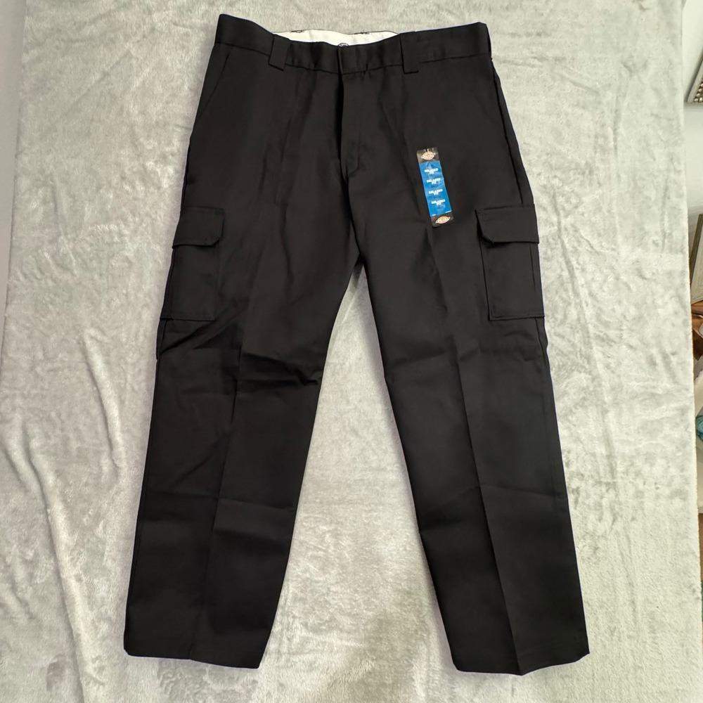 Dickies Men's 40x32 Relaxed Fit Cargo Pants Black Straight Leg Workwear Utility